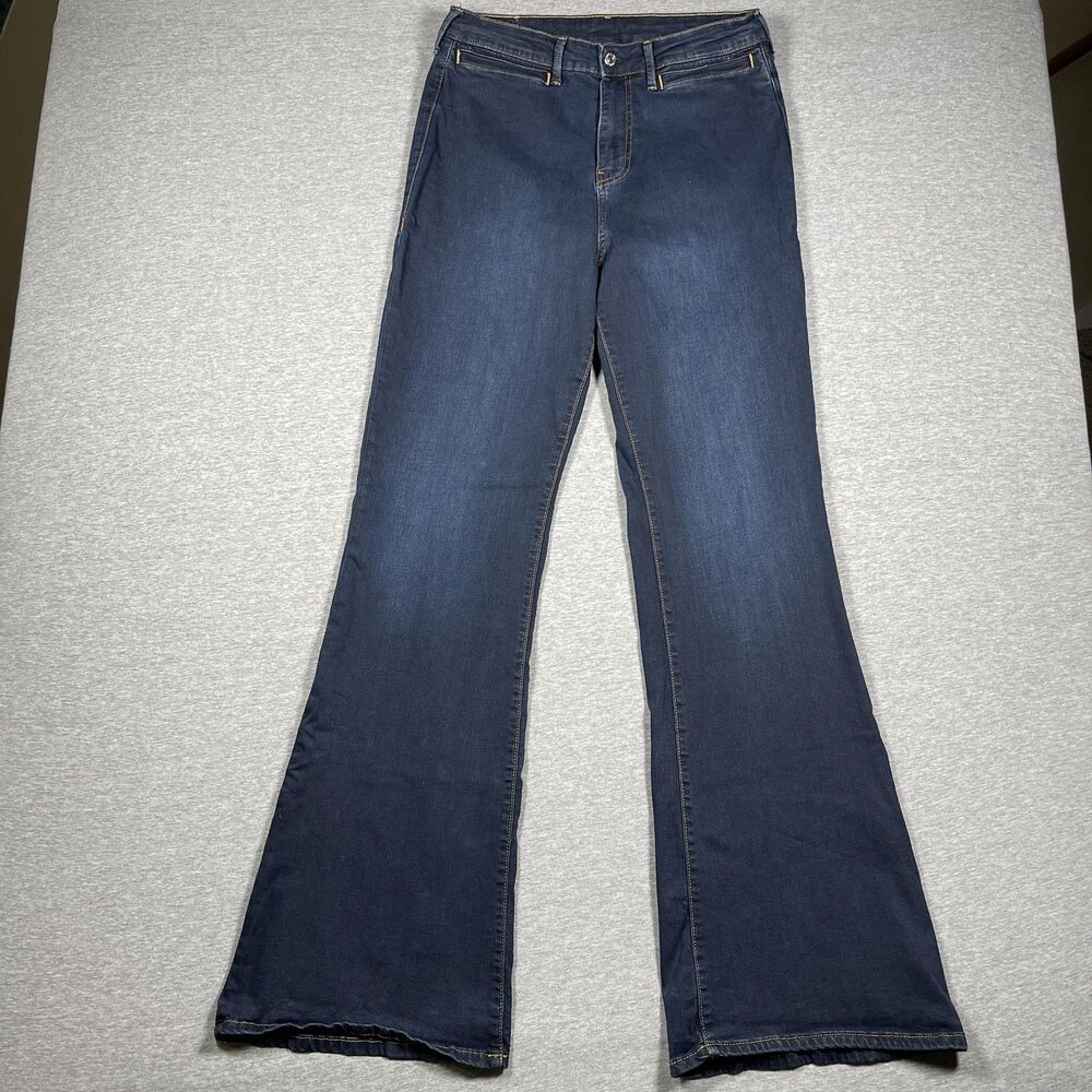 True Religion Fey Jeans Womens 32 Blue Flared High Rise Modern Flare